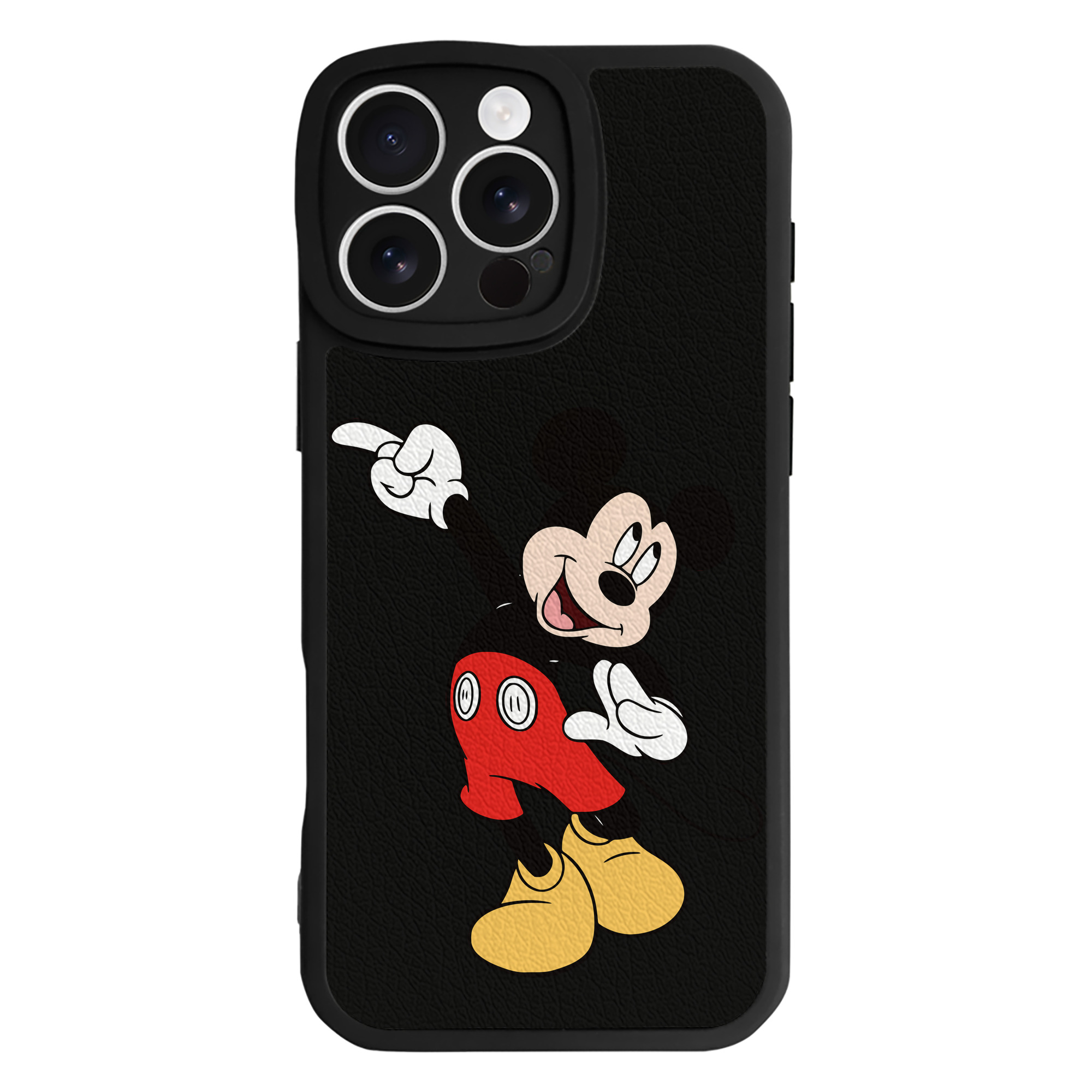 （画像用） ミッキーマウス Mickey Mouse 【iPhone 16シリーズ対応】シリコンスマホケース（レザー調） 材質：シリコン